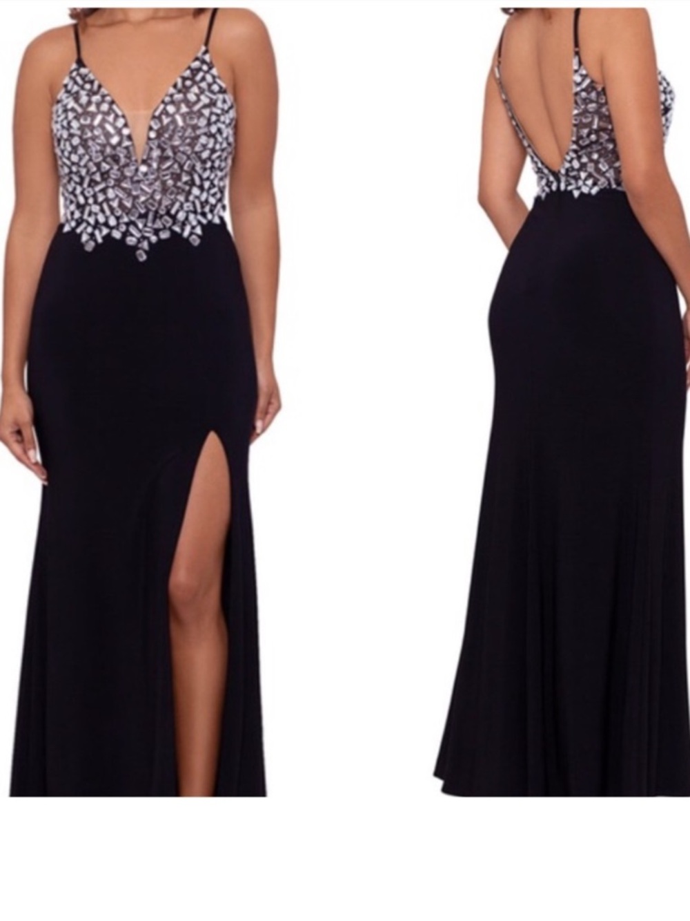 XSCAPE Women’s black Broken Glass Gown maxi dress